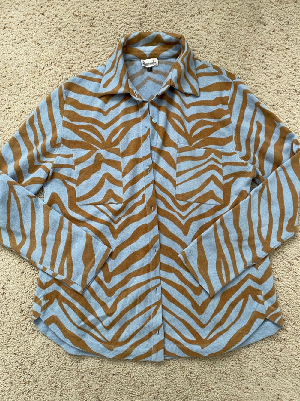 Diane Snyder Vintage Cashmere Animal Print Cardigan. L.
